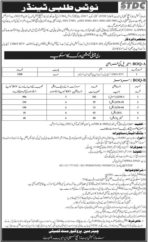 Sindh Transmission & Dispatch Company Limited Tender Notice